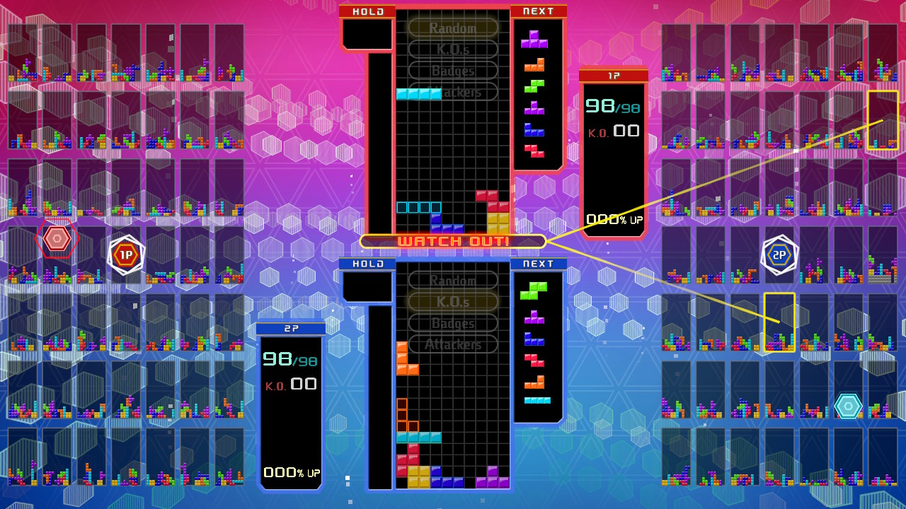 Tetris 99 moninpeli käynnissä