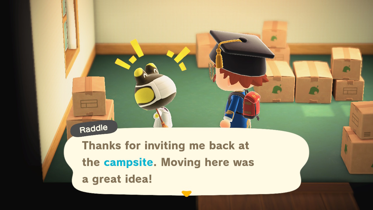 Animal Crossing: New Horizons Raddle on uusi asukas