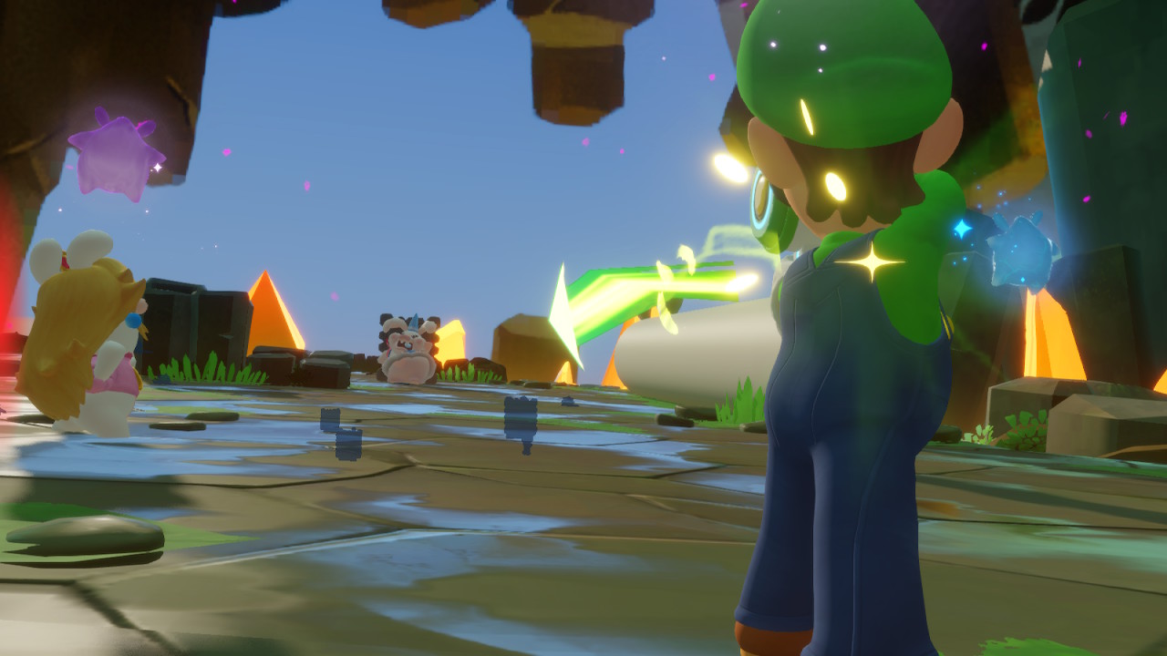 Mario + Rabbids Sparks of Hope Luigi jousineen ja nuolineen