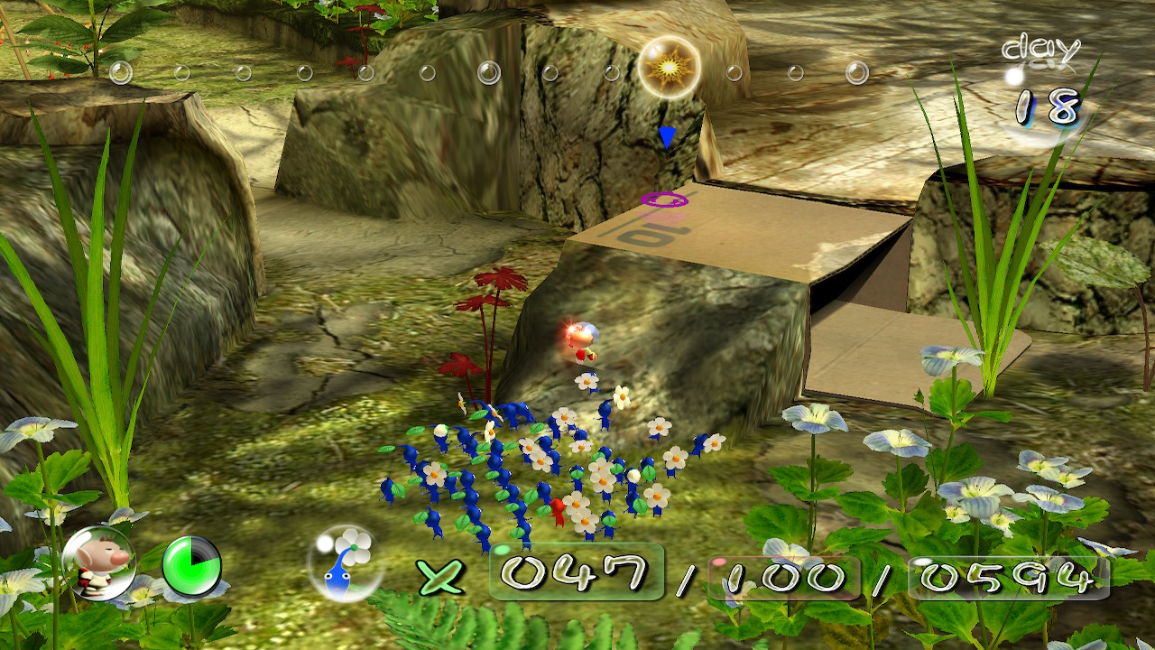 Pikmin 1 seurataan johtajaa