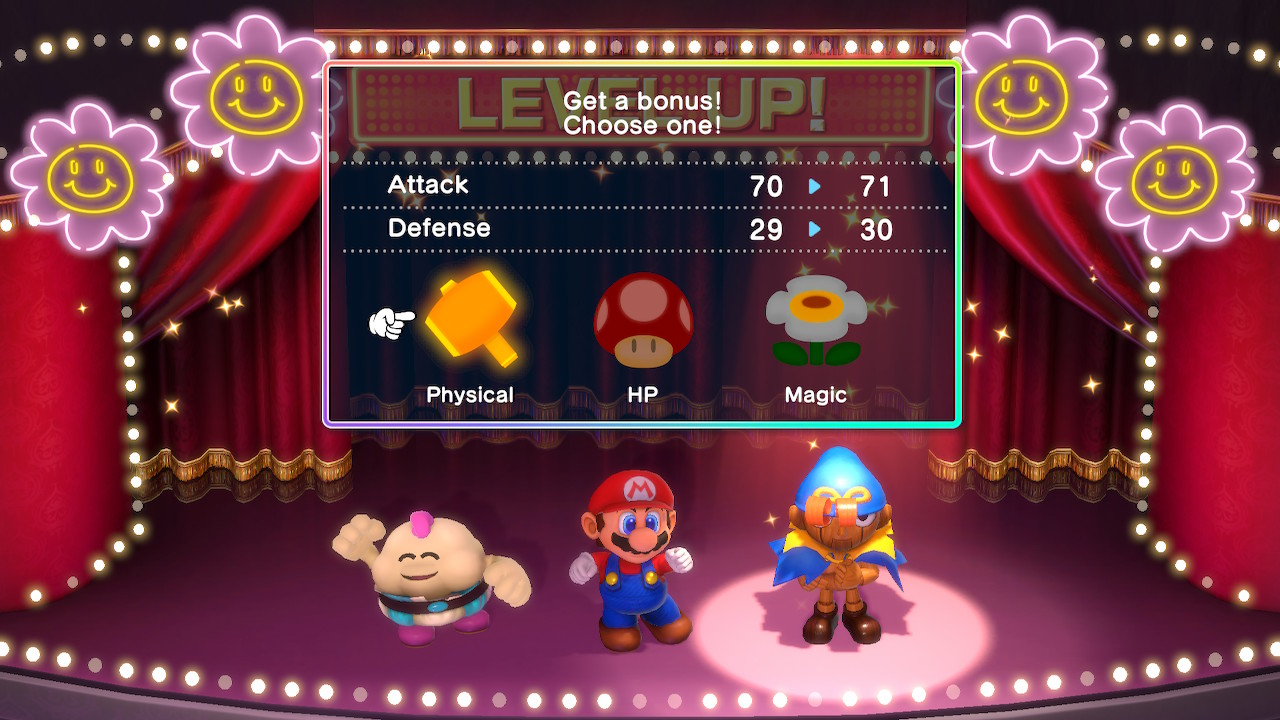 Super Mario RPG valitaan bonus leveloinnin yhteydessä