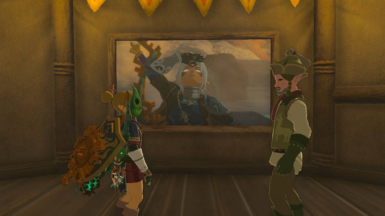 The Legend of Zelda Tears of the Kingdom hieno taulu majatalon seinällä