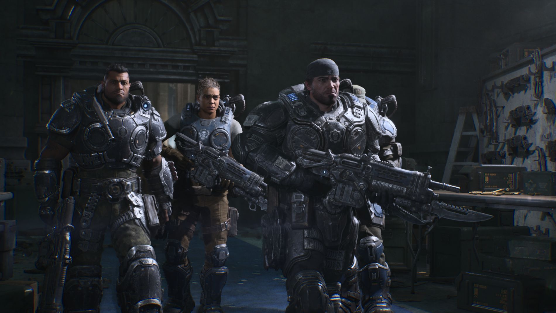 Gears of War: E-Day, pääosan nelikko kävelee