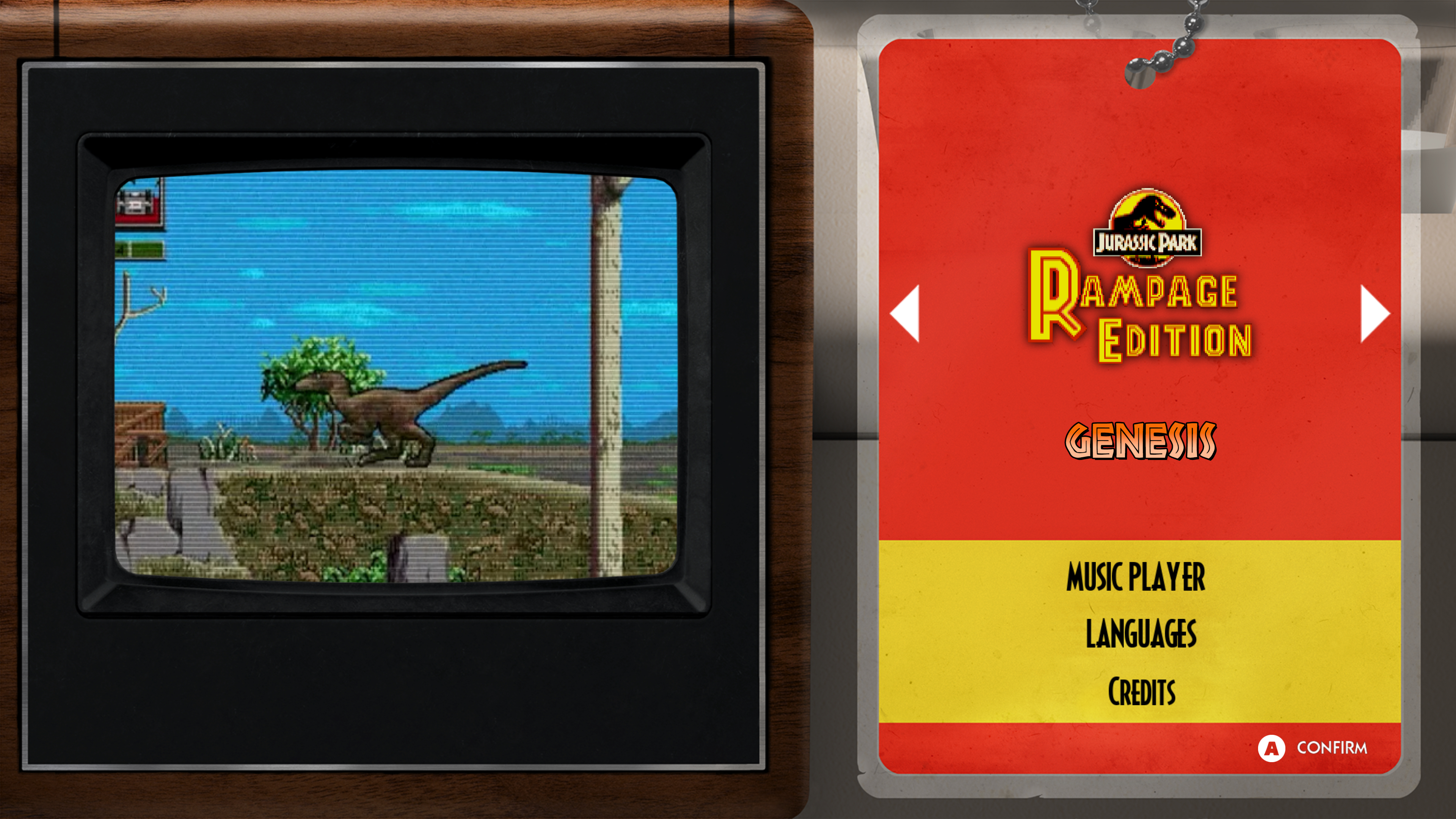 Jurassic Park Classic Games Collection päävalikko
