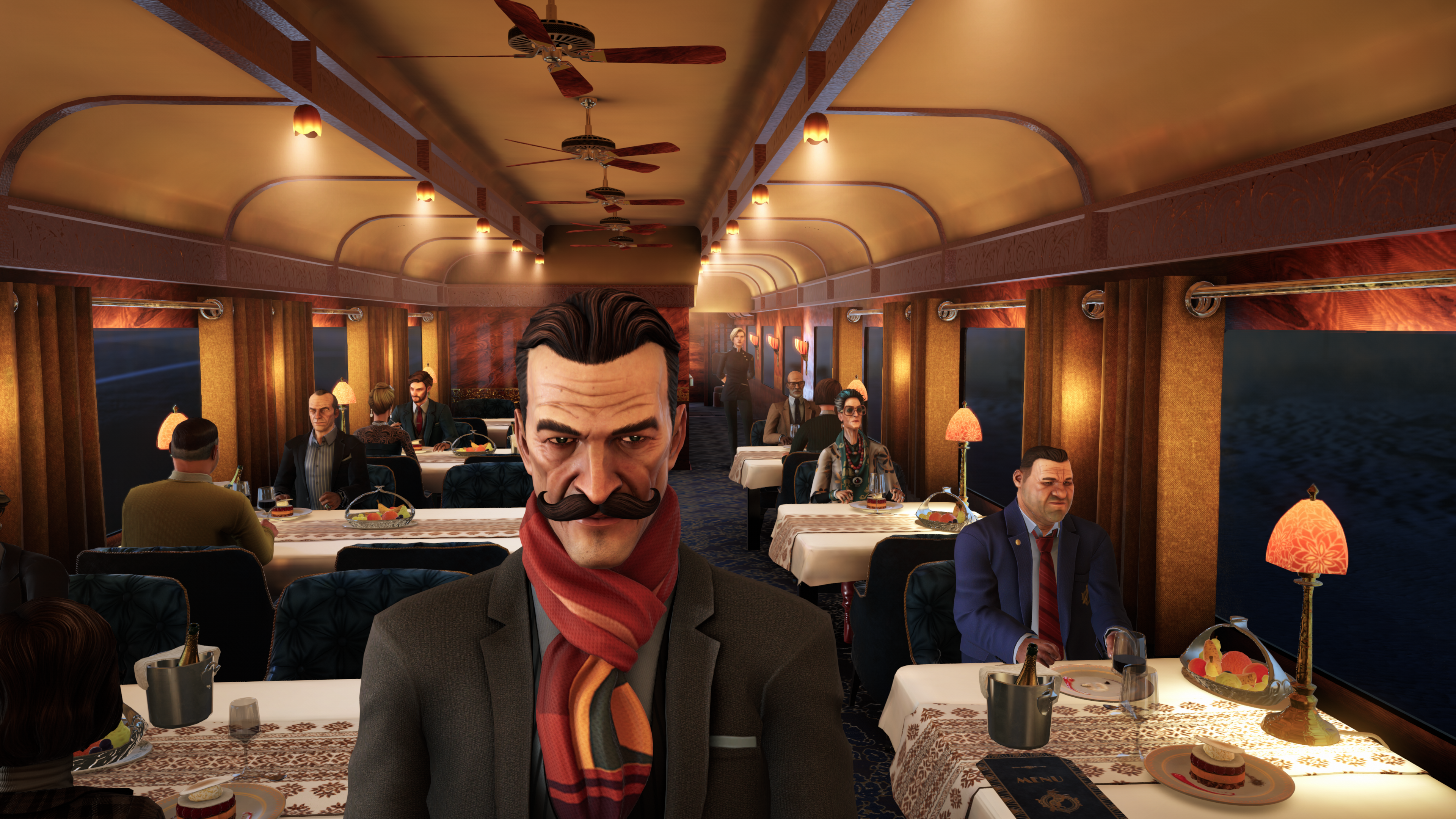 Agatha Christie - Murder on the Orient Express Poirot muiden kera ravintolavaunussa
