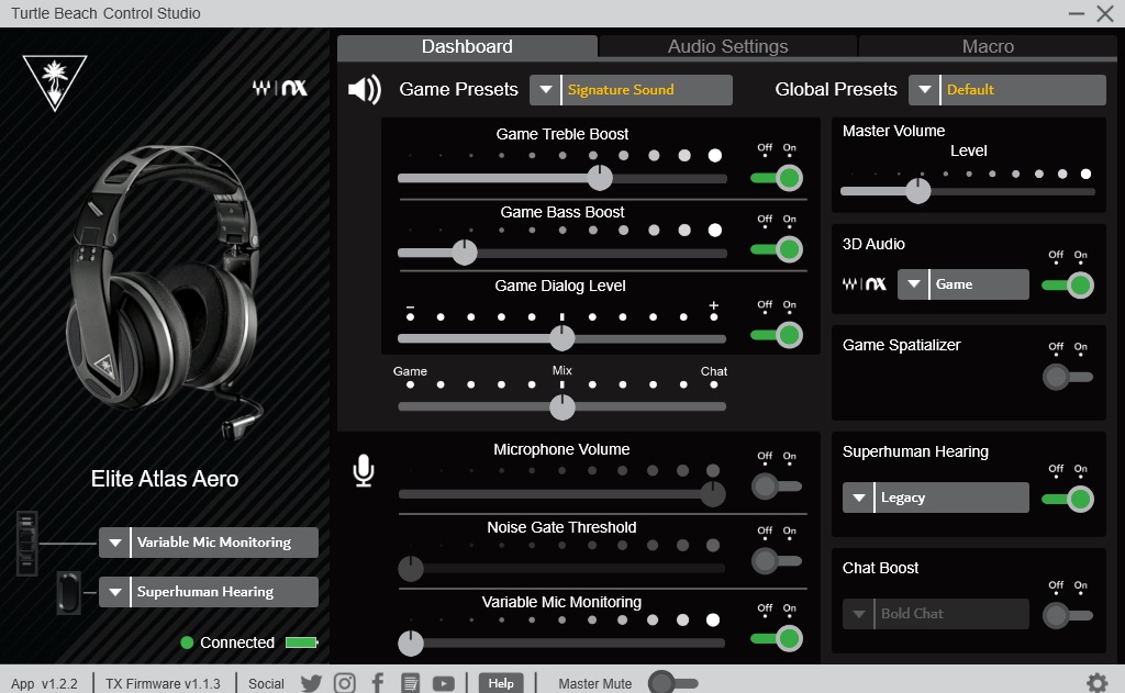 Turtle Beach Control Studio Dashboard