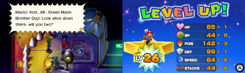 Mario &amp; Luigi Superstar Saga Bowser's Minions vihreä tyyppi level up