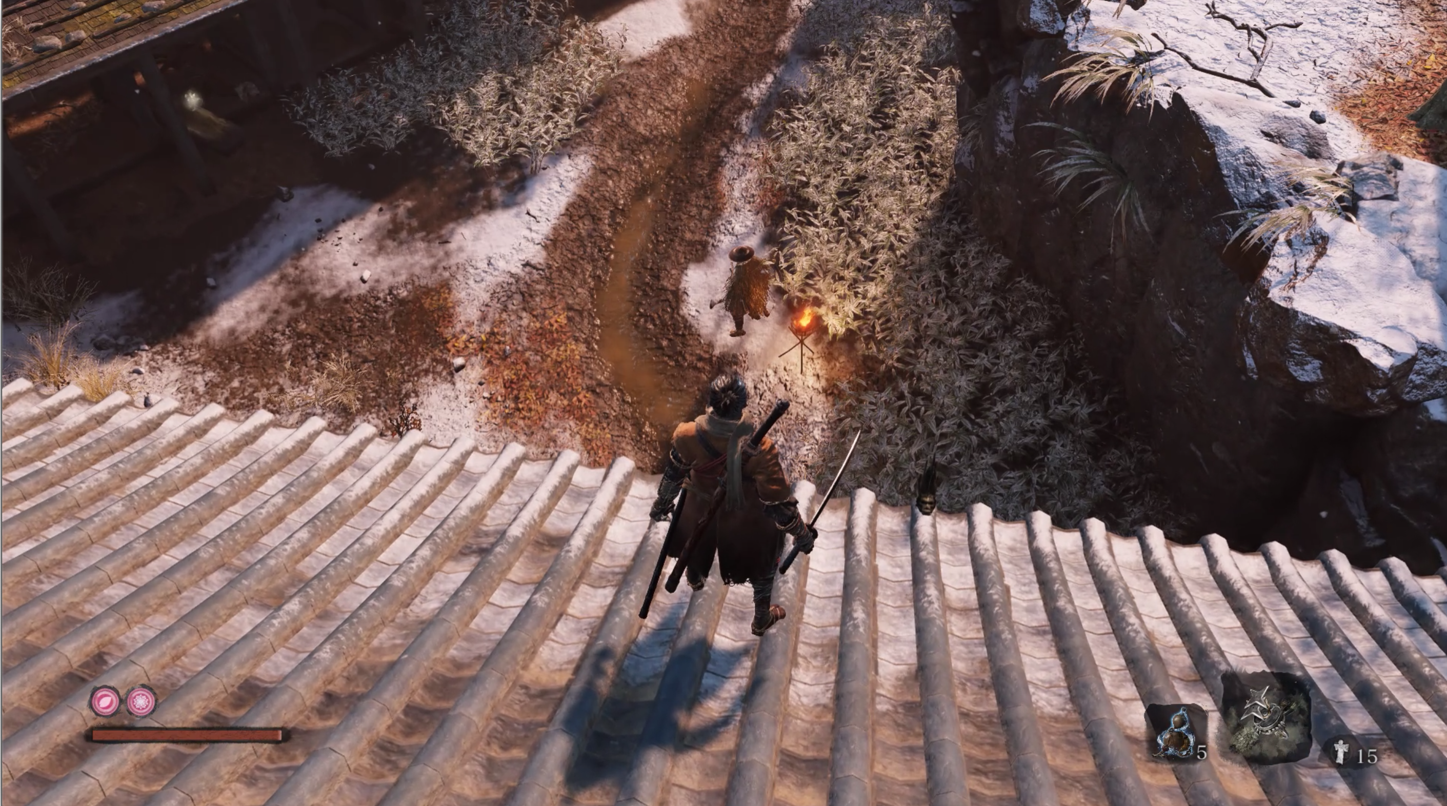 Sekiro Shadows Die Twice kuvakaappaus kohta hyökätään ilmasta