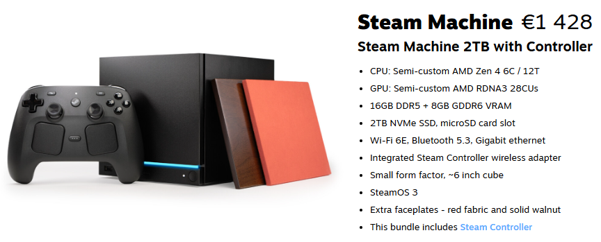Steam MAchine kallein setti