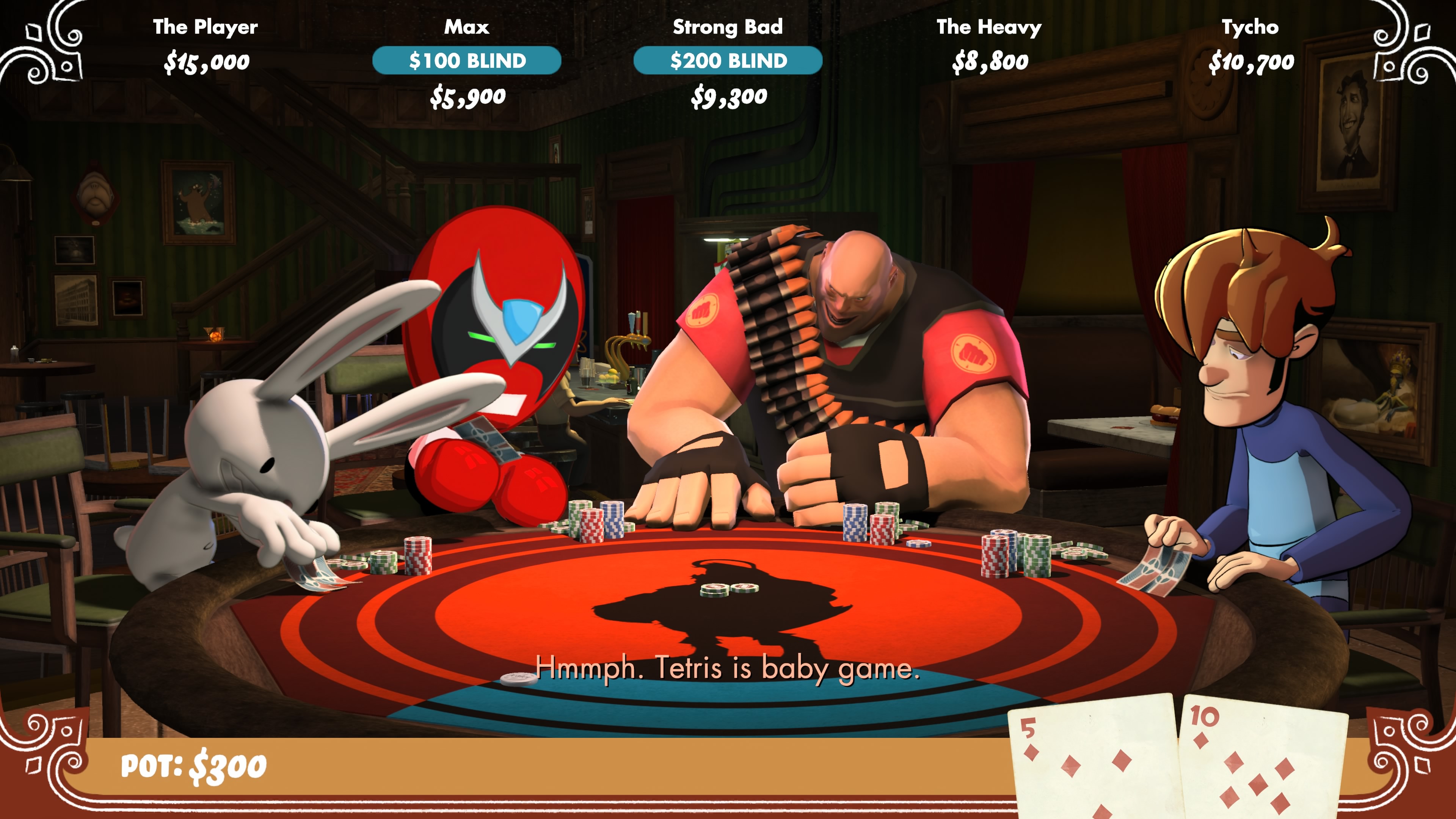 Pöydän pinta vaihdettu punaiseen Team Fortress -teemaan