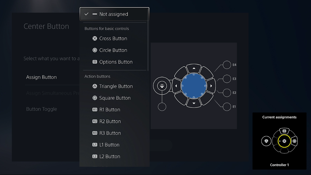 sony playstation accesss ohjain menu