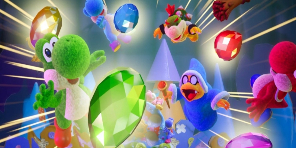 Yoshi's Crafted World yoshit timangit ja kamek