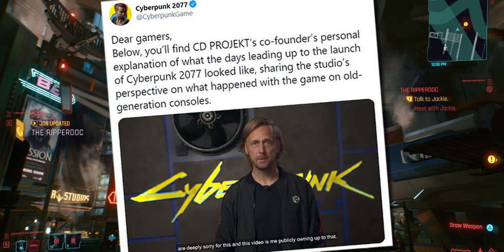 Kuvakaappaus Cyberpunk 2077:n Twitter-tililtä