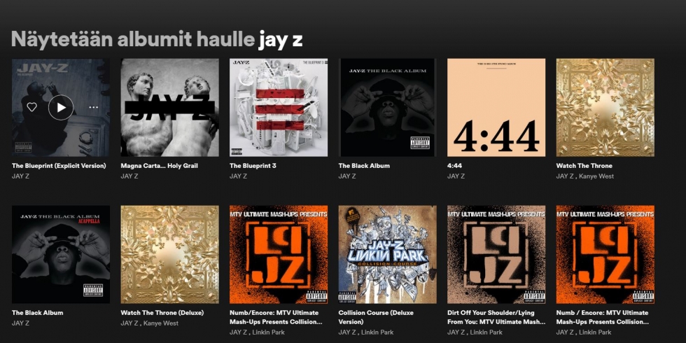 Jay Z albumit Spotify