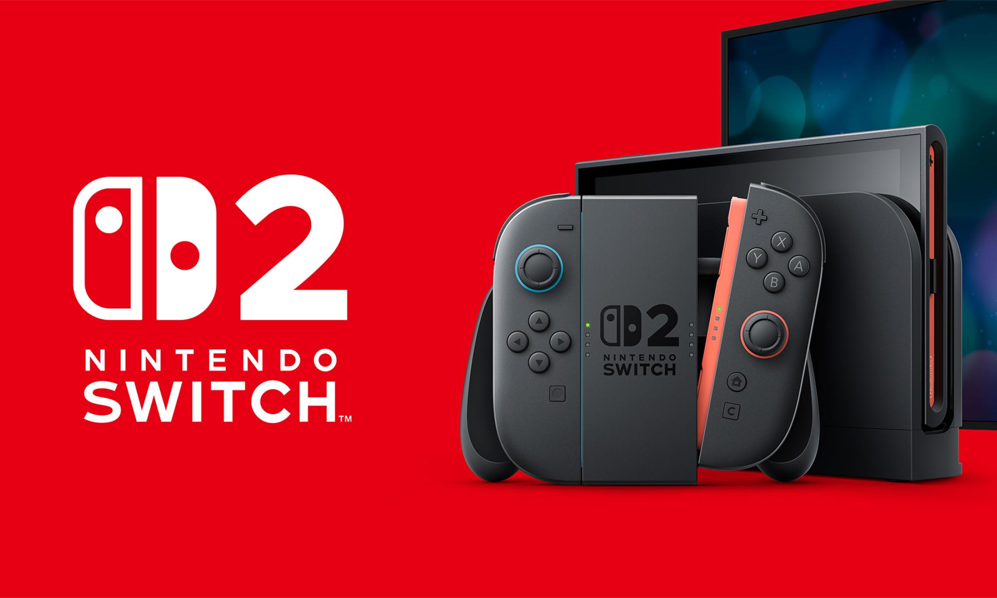 Nintendo Switch 2, telakka ja näyttö taustalla