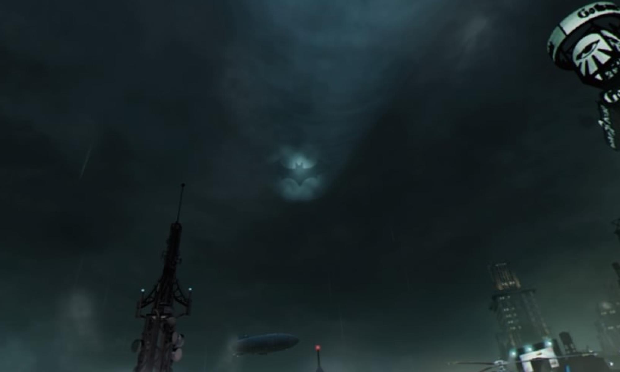 Bat-signaali Gothamin kattojen päällä (Batman Arkham VR)