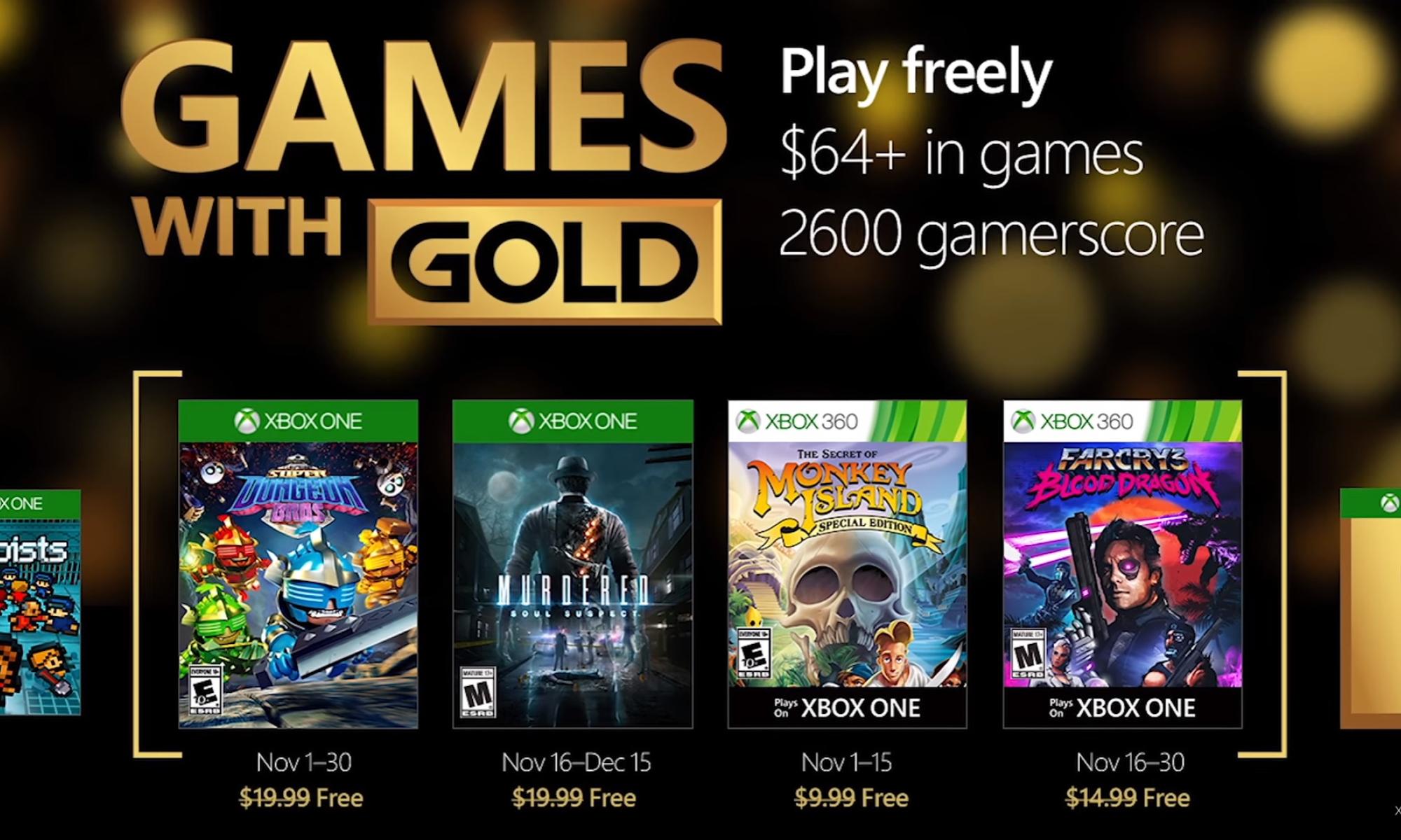 Games With Gold marraskuu