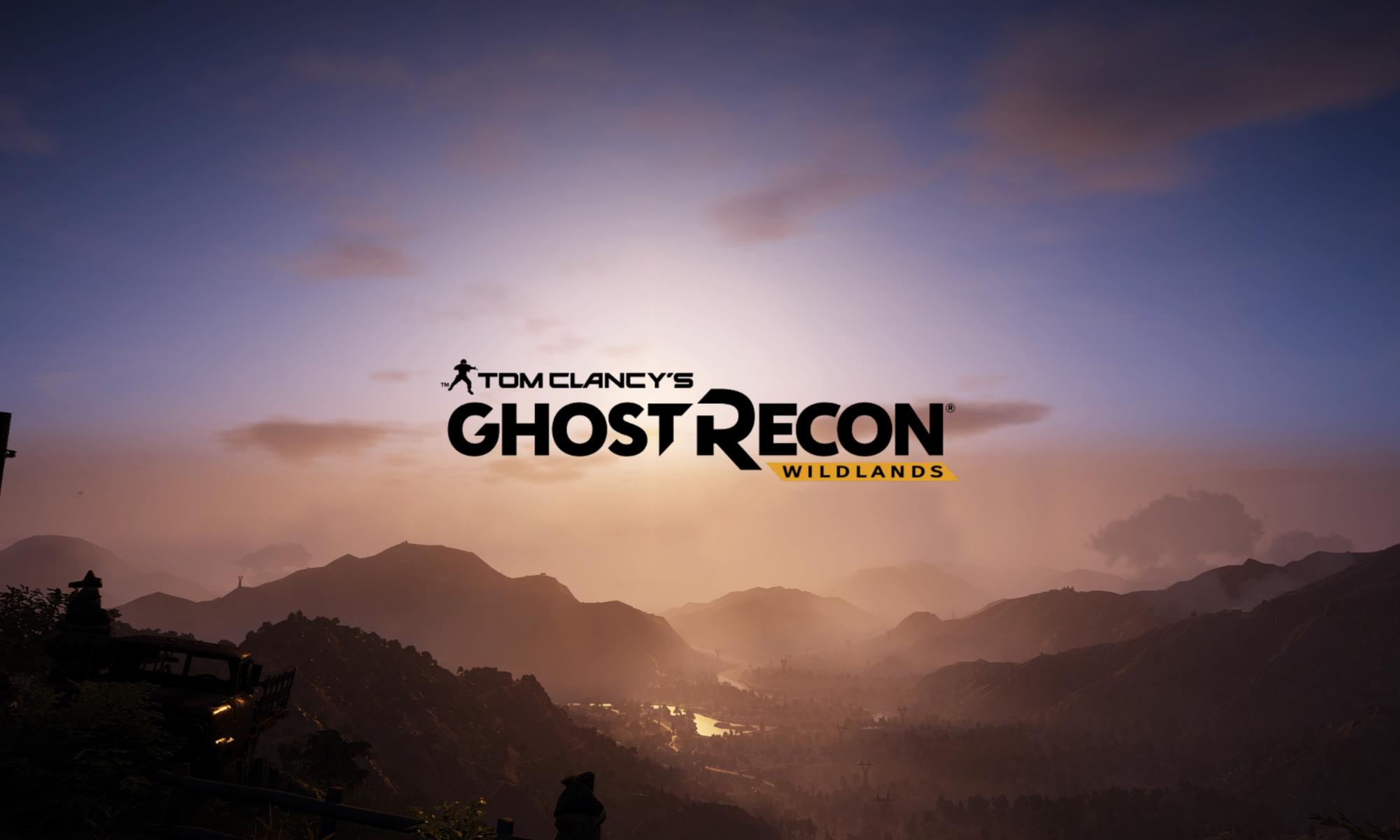 Ghost Recon Wildlands auringonlasku ja logo