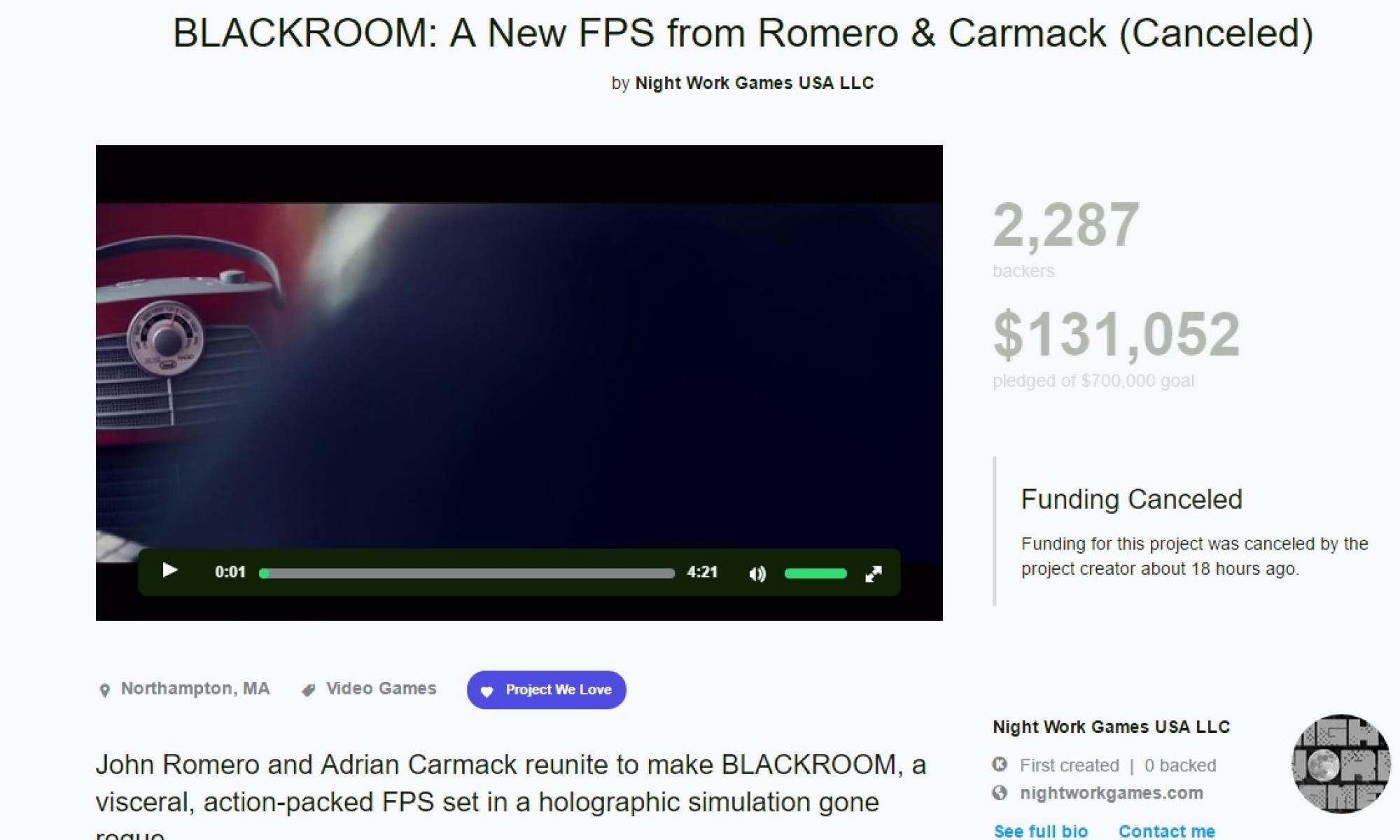 John Romero Blackroom Kickstarter