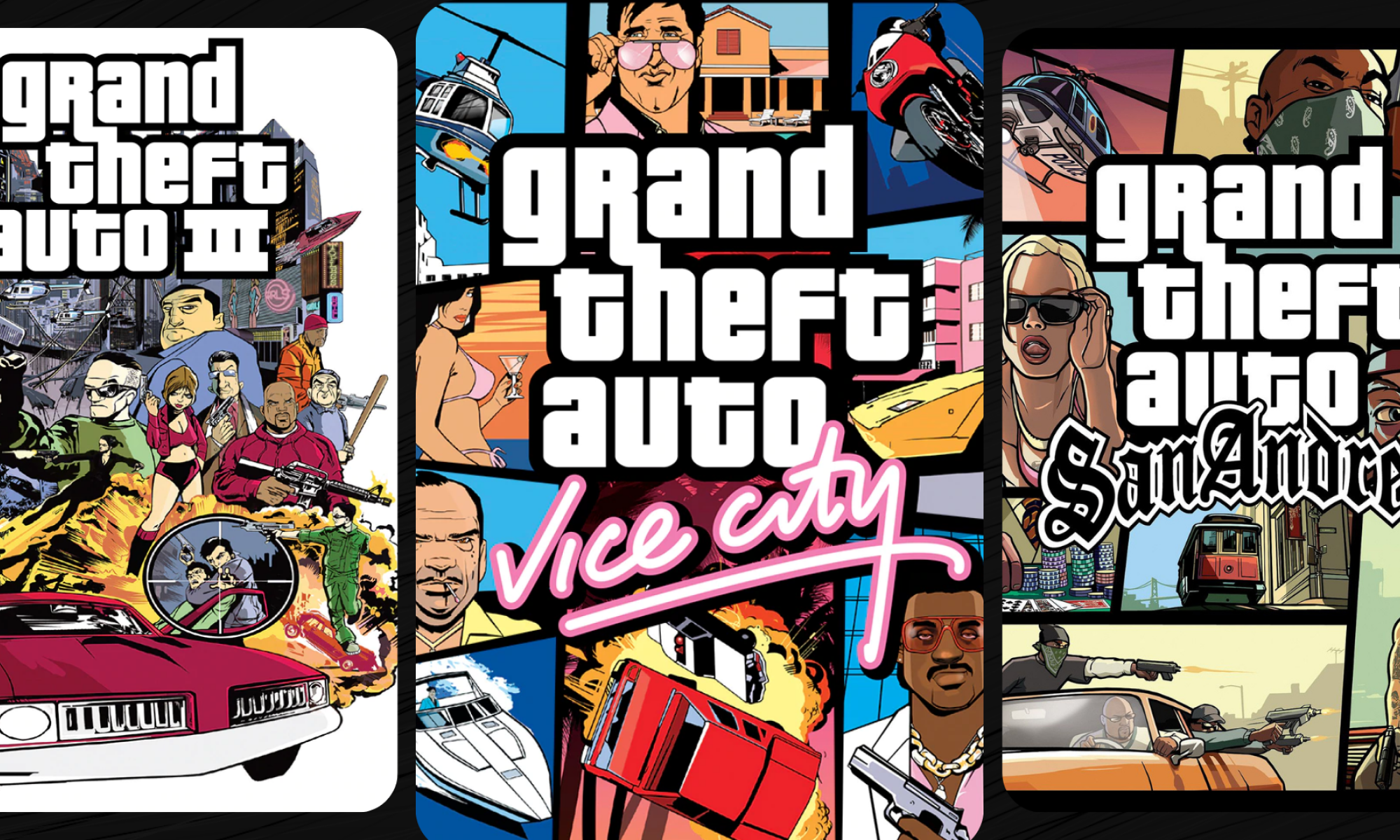 Kolme Grand Theft Auto -peliä GTA-kolmikko