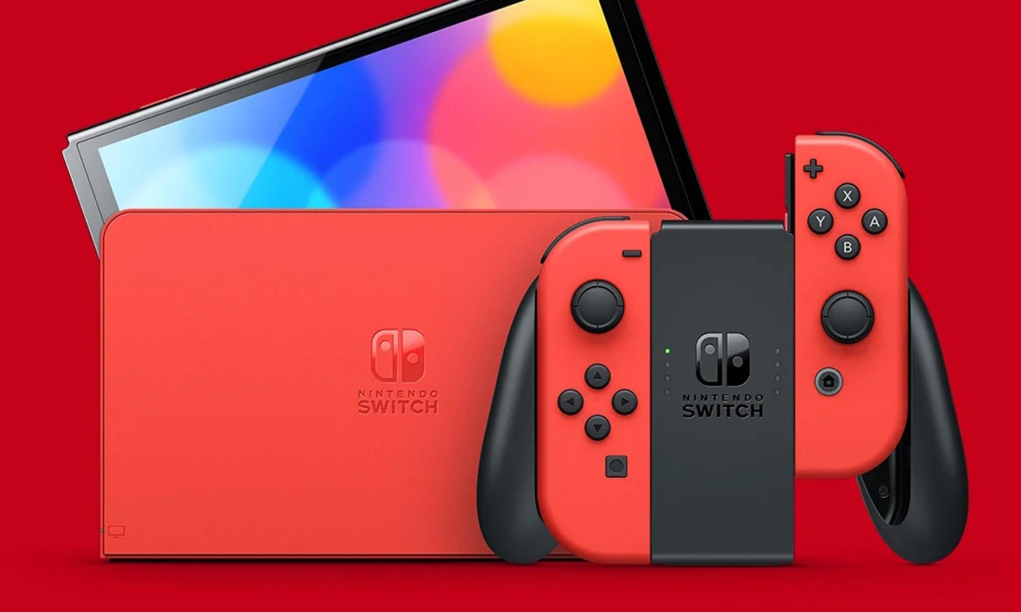 Mario Red Edition Nintendo Switch OLED ohjaimineen