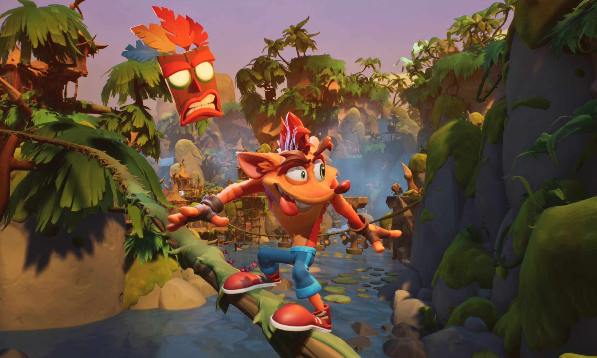 Crash Bandicoot 4: It's About Time tasoloikkaa kieli ulkona