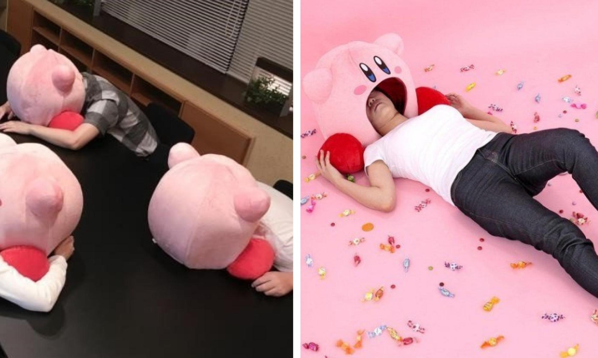 Kirby-tyyny isokuva päistä tyynyllä