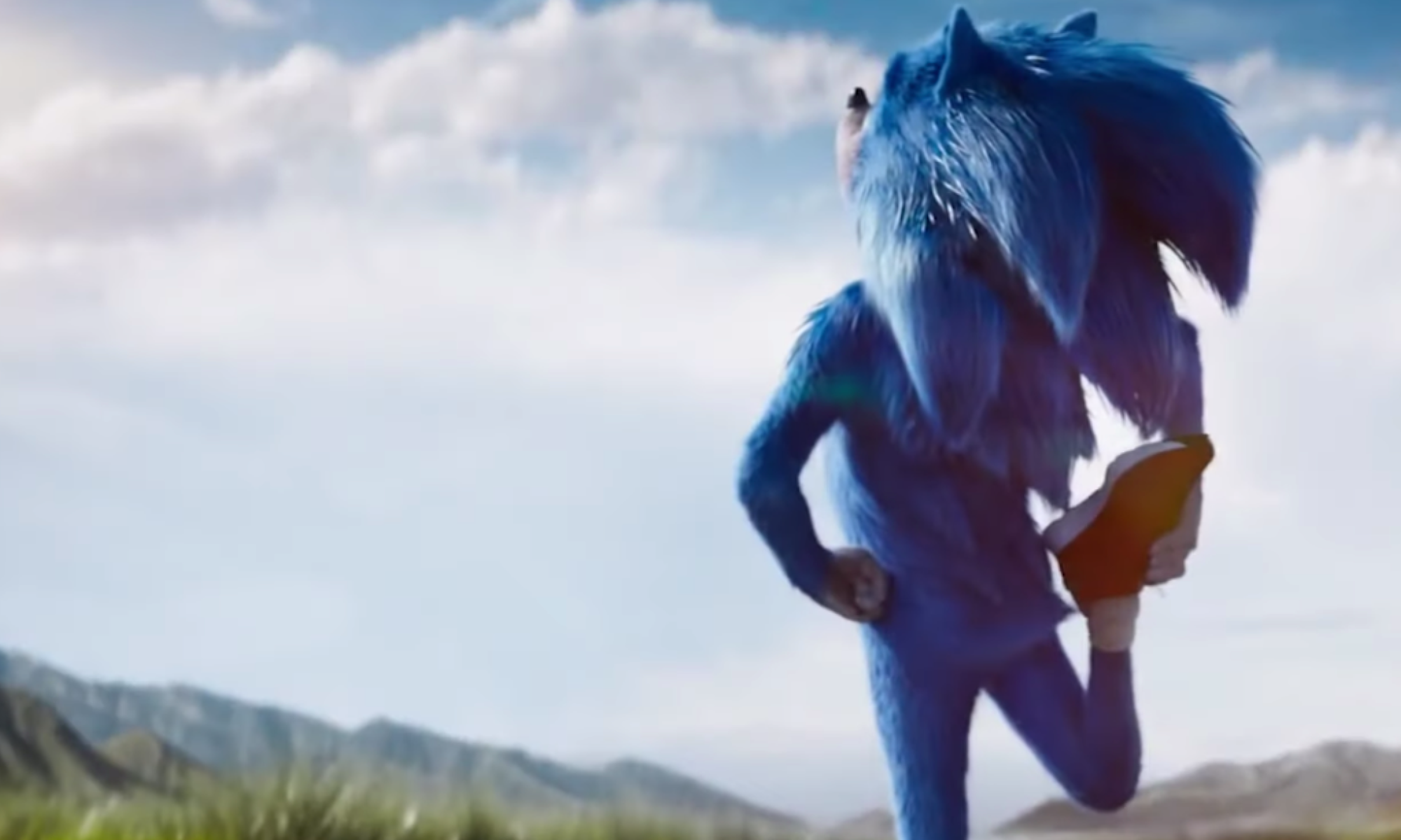 Sonic venyttää etureittä ja katsoo pilviä
