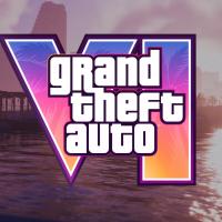 GTA VI, Grand Theft Auto VI, logo aurinkoista maisemaa vasten