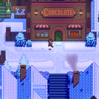 ConcernedApe's Haunted Chocolatier luminen kylä
