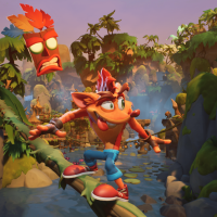 Crash Bandicoot 4: It's About Time tasoloikkaa kieli ulkona