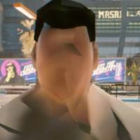 Cyberpunk 2077 ja mies ilman naamaa