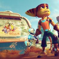 Ratchet seisoo työpajansa edessä (Ratchet & Clank PS4)