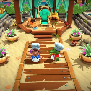 Overcooked 2 Surf n Turf lisäri dlc kokit lähikuvassa