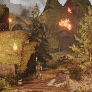 Blades of Fire village on fire