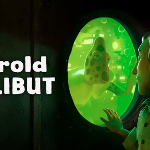 Harold Halibut kansikuva, jossa Harold näkee ikkunasta vihreän alienin katsovan takaisin