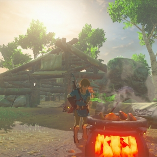 The Legend of Zelda: Breath of the Wild Link tekee ruokaa