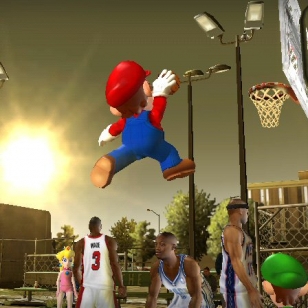 Videokuvaa NBA Street V3:n Mariosta ja kumppaneista
