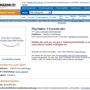 PS3 Slim jo Amazonin listoilla
