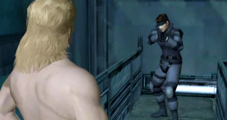 Snake uhkailee alastonta miestä