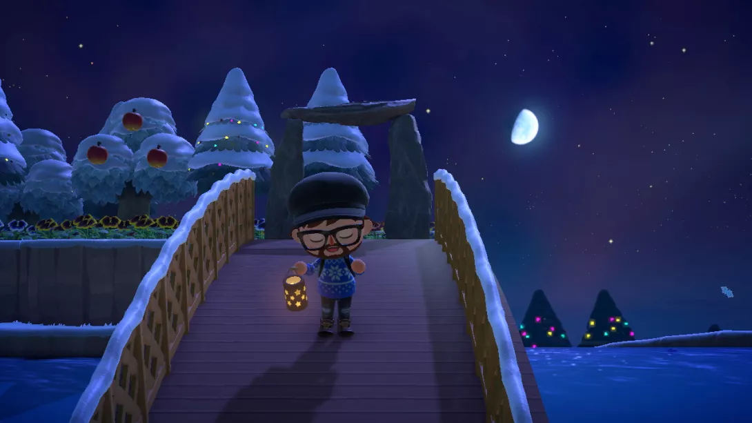 Animal Crossing: New Horizons silta ja lunta