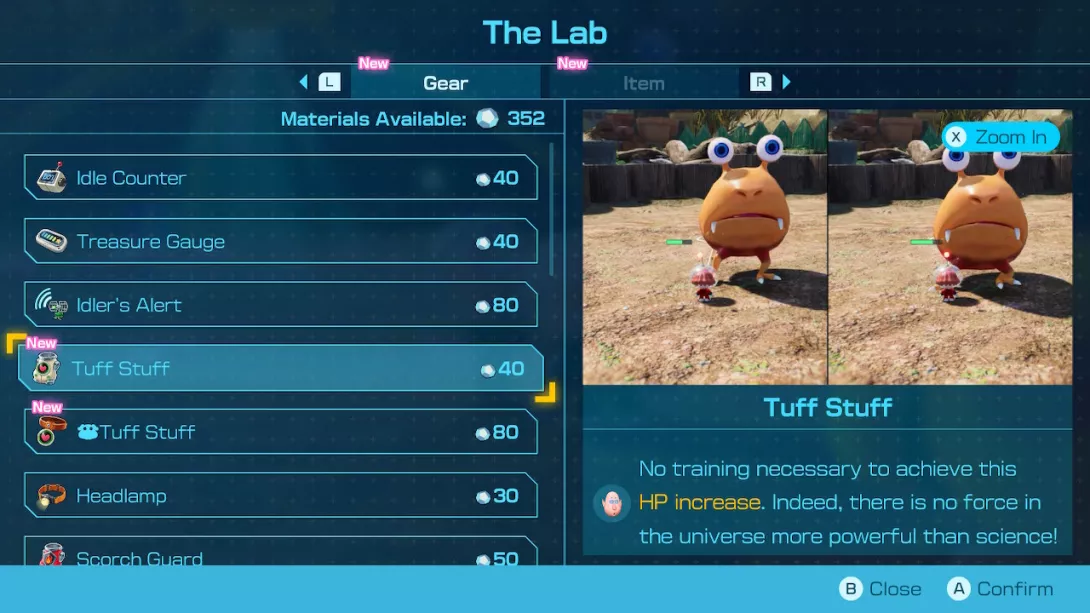 Pikmin 4 varustepäivityksiä