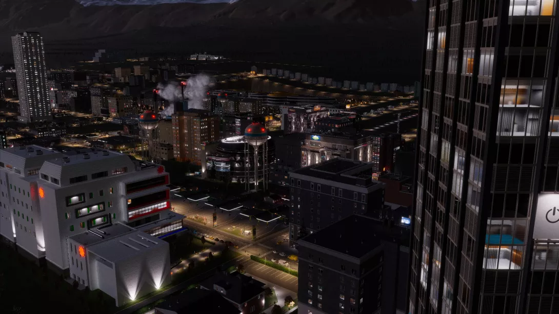 Cities: Skylines II: kaupunki yöllä