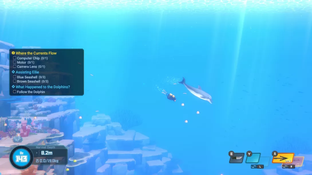 Dave the Diver delfiini ja tehtävälista