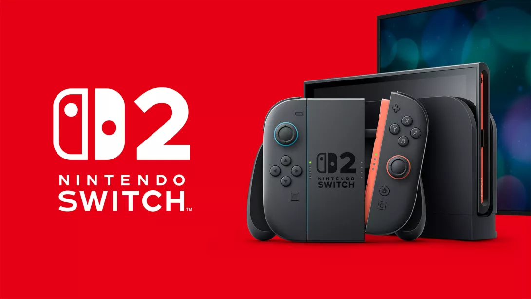 Nintendo Switch 2, telakka ja näyttö taustalla