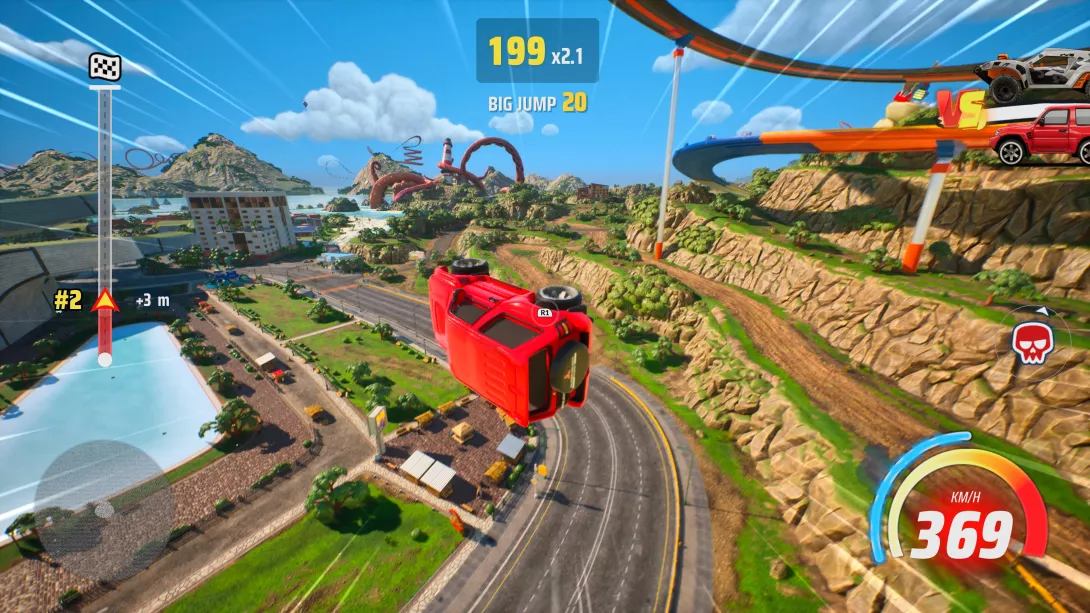 HOT WHEELS Infinite Rush: Auto lentää ilmassa nurinperin ja mukkelis makkelis