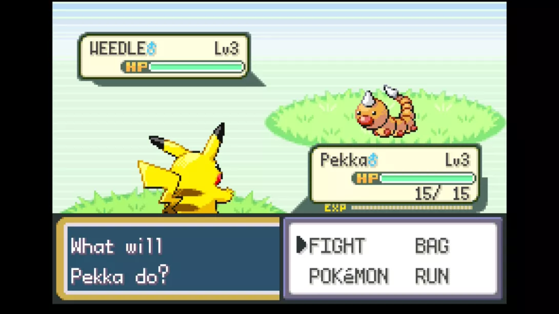 Pokémon LeafGreen Version – Pikachu ja Weedle