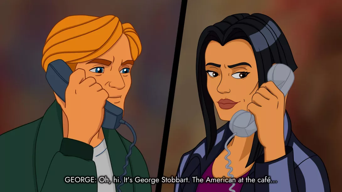 Broken Sword – Shadow of the Templars: Reforged_George ja Nico puhelinkeskustelussa