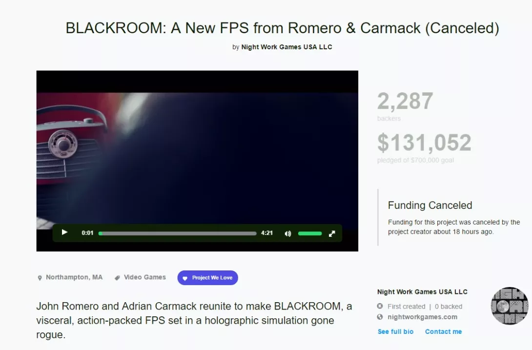 John Romero Blackroom Kickstarter