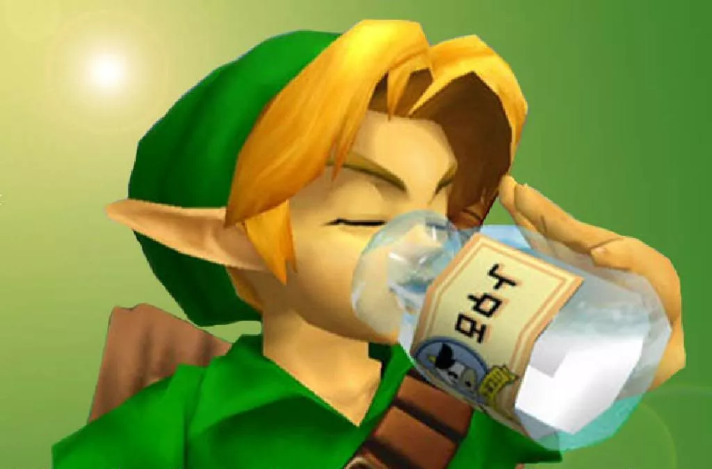 Legend of Zelda Link juo maitoa